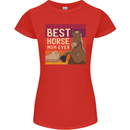 Equestrian Best Horse Mom Ever Funny Womens Petite Cut T-Shirt Red