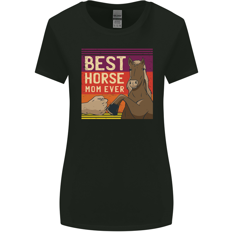 Equestrian Best Horse Mom Ever Funny Womens Wider Cut T-Shirt Black