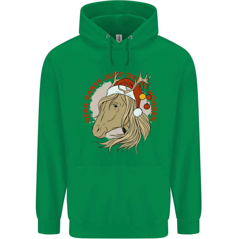 Equestrian Dear Santa Funny Horse Christmas Childrens Kids Hoodie Irish Green