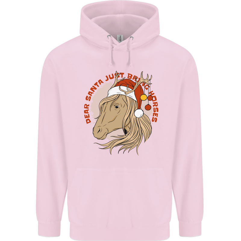 Equestrian Dear Santa Funny Horse Christmas Childrens Kids Hoodie Light Pink