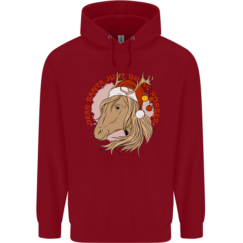 Equestrian Dear Santa Funny Horse Christmas Childrens Kids Hoodie Red