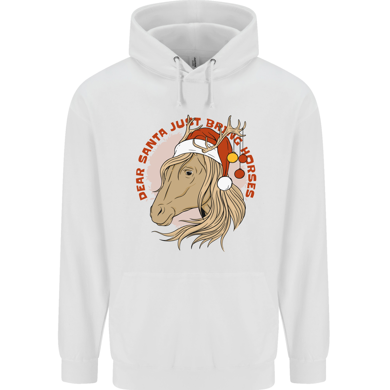Equestrian Dear Santa Funny Horse Christmas Childrens Kids Hoodie White