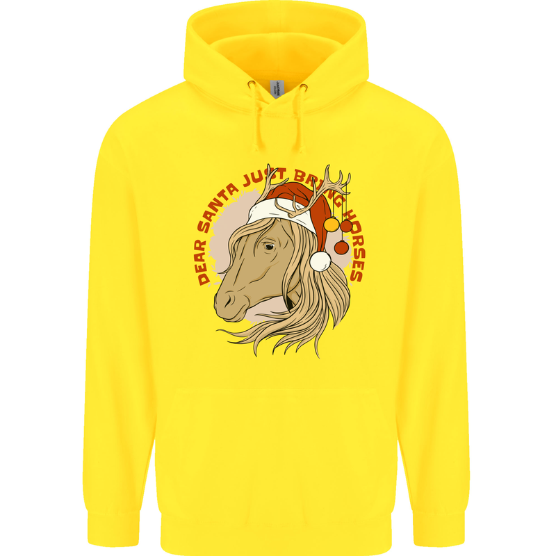 Equestrian Dear Santa Funny Horse Christmas Childrens Kids Hoodie Yellow