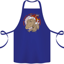 Equestrian Dear Santa Funny Horse Christmas Cotton Apron 100% Organic Royal Blue