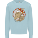 Equestrian Dear Santa Funny Horse Christmas Kids Sweatshirt Jumper Light Blue