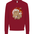 Equestrian Dear Santa Funny Horse Christmas Kids Sweatshirt Jumper Red