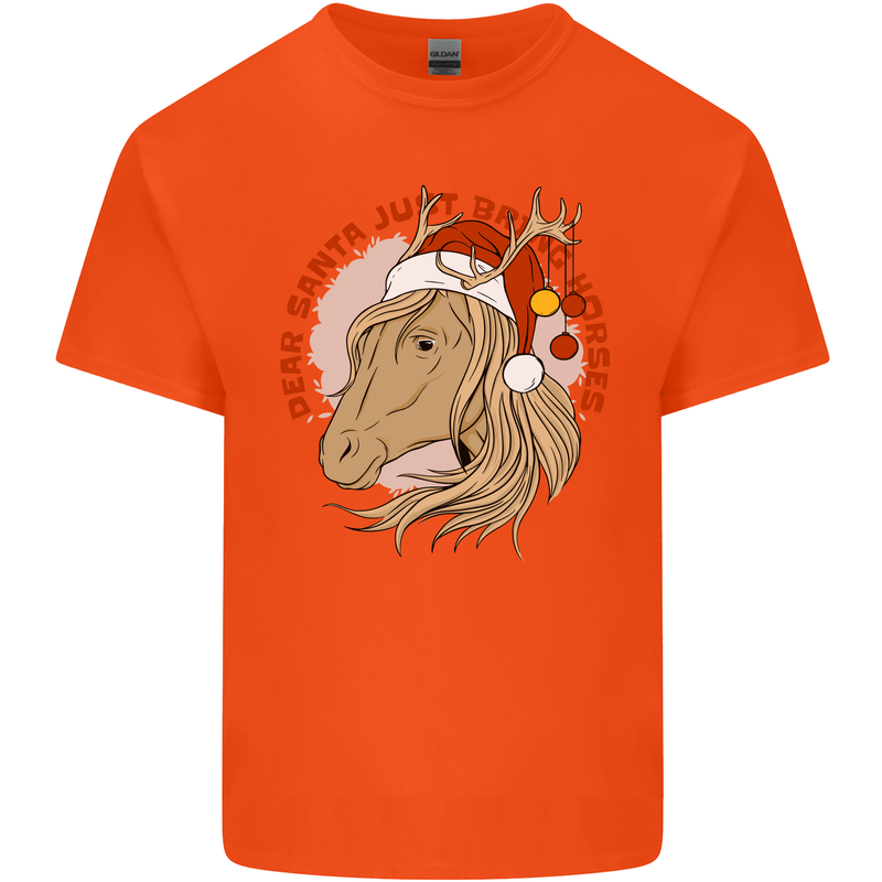 Equestrian Dear Santa Funny Horse Christmas Kids T-Shirt Childrens Orange