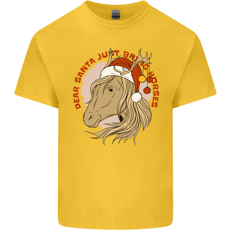 Equestrian Dear Santa Funny Horse Christmas Kids T-Shirt Childrens Yellow