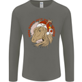 Equestrian Dear Santa Funny Horse Christmas Mens Long Sleeve T-Shirt Charcoal