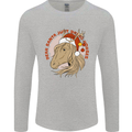 Equestrian Dear Santa Funny Horse Christmas Mens Long Sleeve T-Shirt Sports Grey