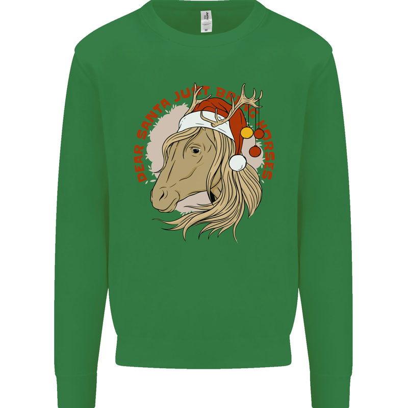 Equestrian Dear Santa Funny Horse Christmas Mens Sweatshirt Jumper Irish Green