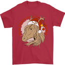Equestrian Dear Santa Funny Horse Christmas Mens T-Shirt 100% Cotton Red