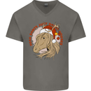 Equestrian Dear Santa Funny Horse Christmas Mens V-Neck Cotton T-Shirt Charcoal