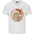 Equestrian Dear Santa Funny Horse Christmas Mens V-Neck Cotton T-Shirt White