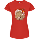 Equestrian Dear Santa Funny Horse Christmas Womens Petite Cut T-Shirt Red