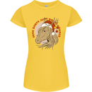 Equestrian Dear Santa Funny Horse Christmas Womens Petite Cut T-Shirt Yellow
