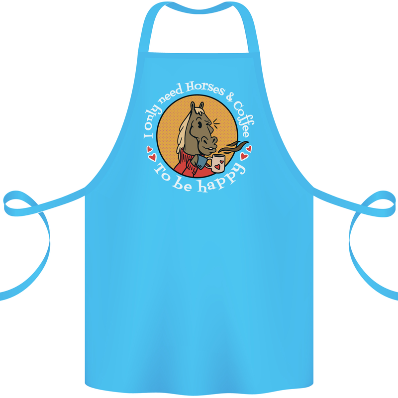 Equestrian I Only Need Horses and Coffee Cotton Apron 100% Organic Turquoise