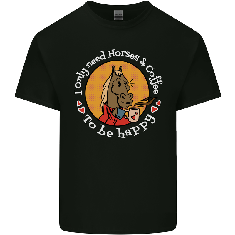 Equestrian I Only Need Horses and Coffee Kids T-Shirt Childrens Black