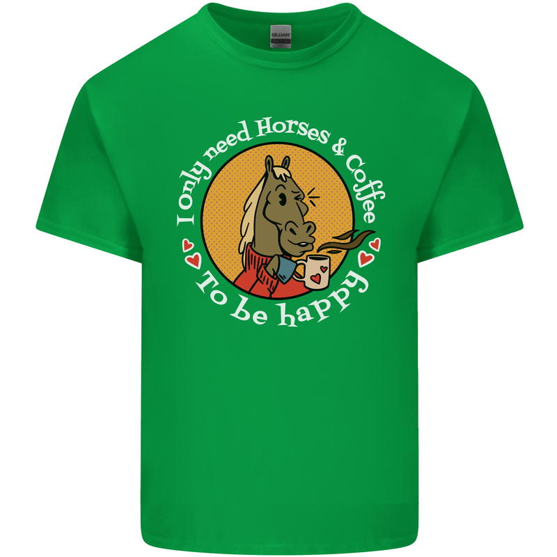 Equestrian I Only Need Horses and Coffee Kids T-Shirt Childrens Irish Green