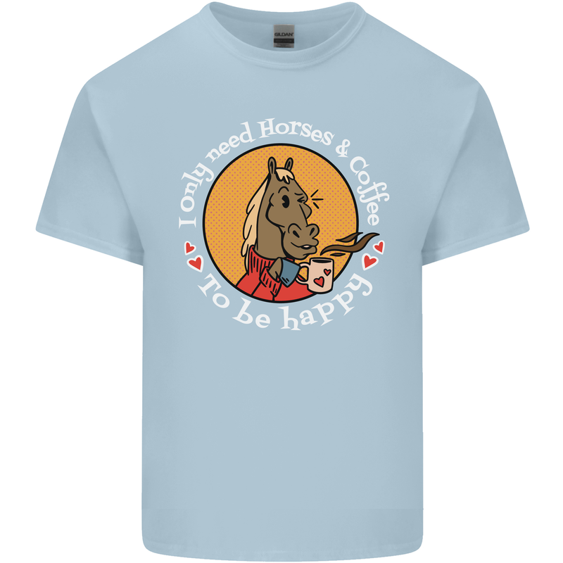 Equestrian I Only Need Horses and Coffee Kids T-Shirt Childrens Light Blue