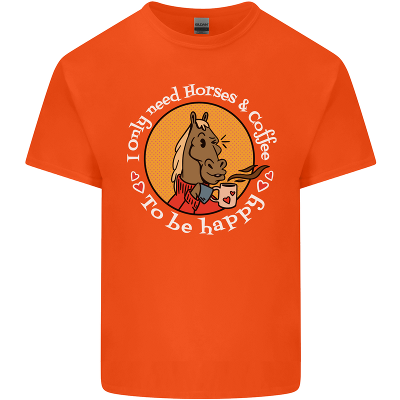 Equestrian I Only Need Horses and Coffee Kids T-Shirt Childrens Orange