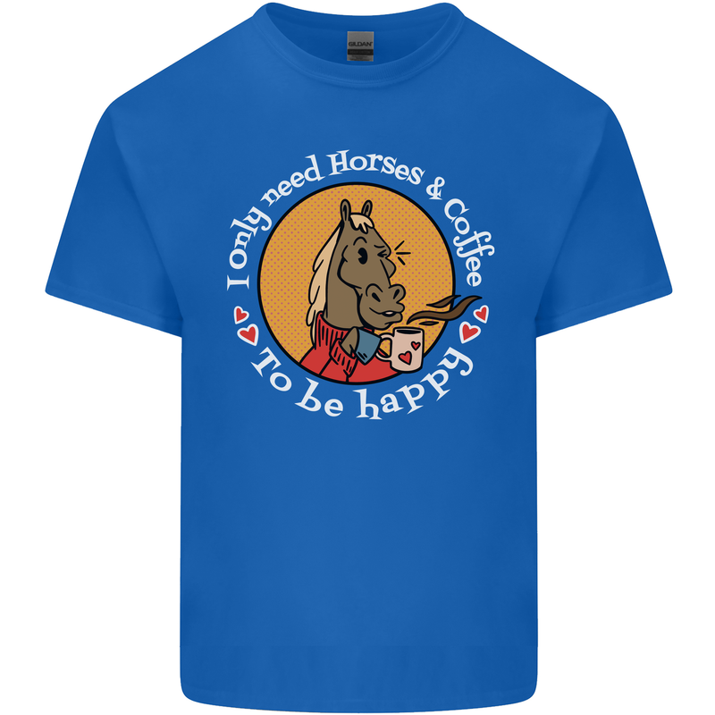 Equestrian I Only Need Horses and Coffee Kids T-Shirt Childrens Royal Blue