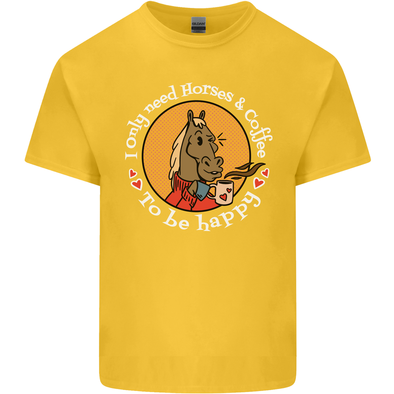 Equestrian I Only Need Horses and Coffee Kids T-Shirt Childrens Yellow