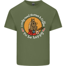 Equestrian I Only Need Horses and Coffee Mens Cotton T-Shirt Tee Top Military Green