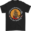 Equestrian I Only Need Horses and Coffee Mens T-Shirt 100% Cotton Black