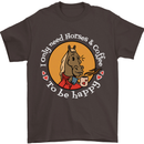 Equestrian I Only Need Horses and Coffee Mens T-Shirt 100% Cotton Dark Chocolate