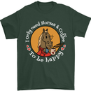 Equestrian I Only Need Horses and Coffee Mens T-Shirt 100% Cotton Forest Green