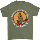 Equestrian I Only Need Horses and Coffee Mens T-Shirt 100% Cotton Military Green