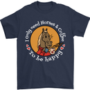 Equestrian I Only Need Horses and Coffee Mens T-Shirt 100% Cotton Navy Blue