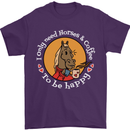 Equestrian I Only Need Horses and Coffee Mens T-Shirt 100% Cotton Purple
