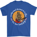 Equestrian I Only Need Horses and Coffee Mens T-Shirt 100% Cotton Royal Blue