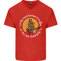 Equestrian I Only Need Horses and Coffee Mens V-Neck Cotton T-Shirt Red