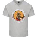 Equestrian I Only Need Horses and Coffee Mens V-Neck Cotton T-Shirt Sports Grey