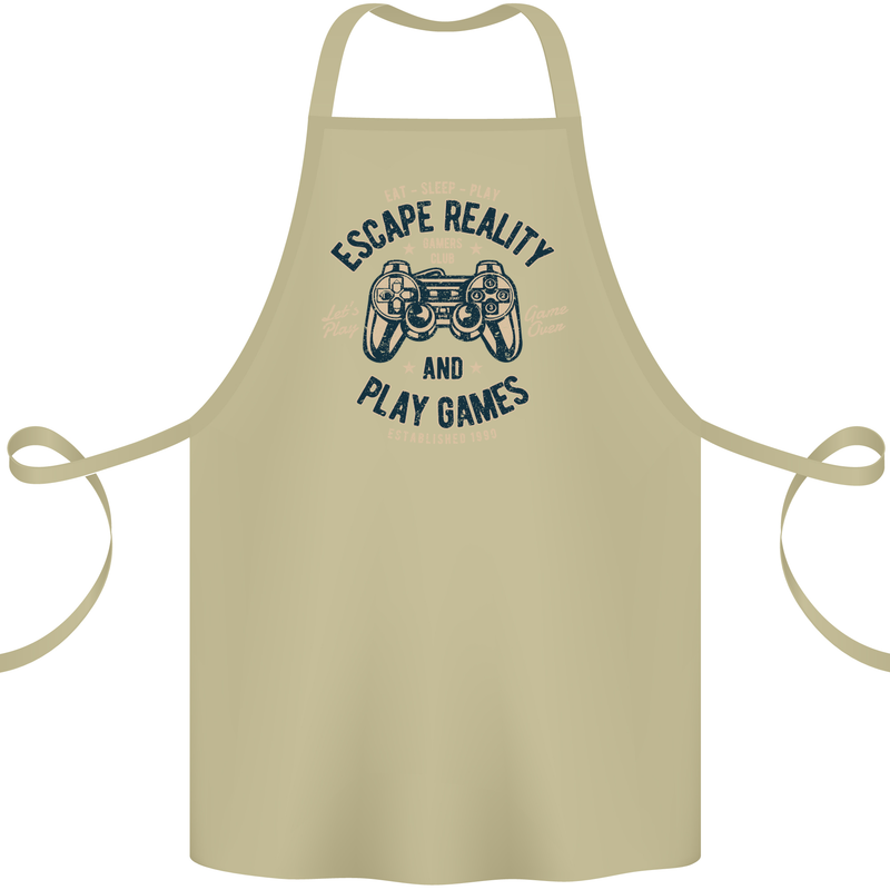 Escape Reality and Play Games Cotton Apron 100% Organic Khaki