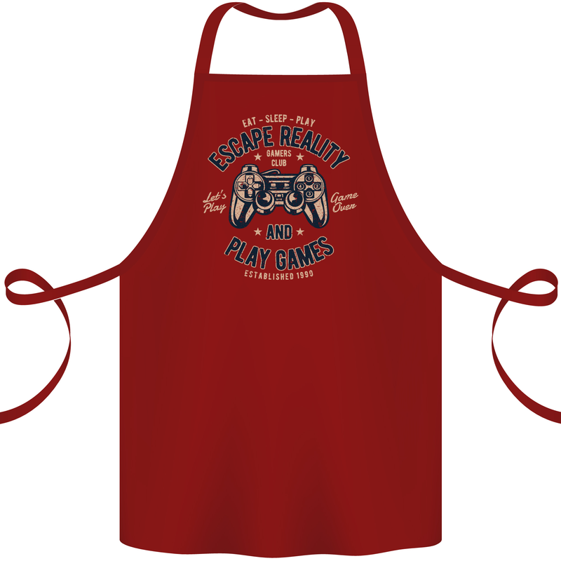 Escape Reality and Play Games Cotton Apron 100% Organic Maroon
