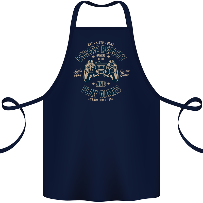 Escape Reality and Play Games Cotton Apron 100% Organic Navy Blue
