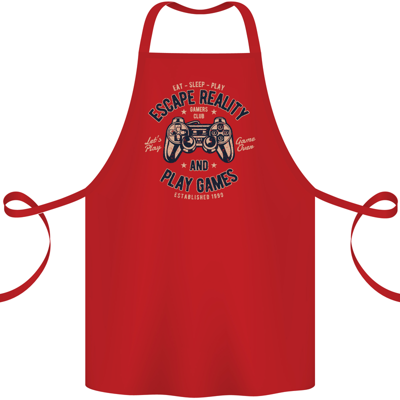 Escape Reality and Play Games Cotton Apron 100% Organic Red