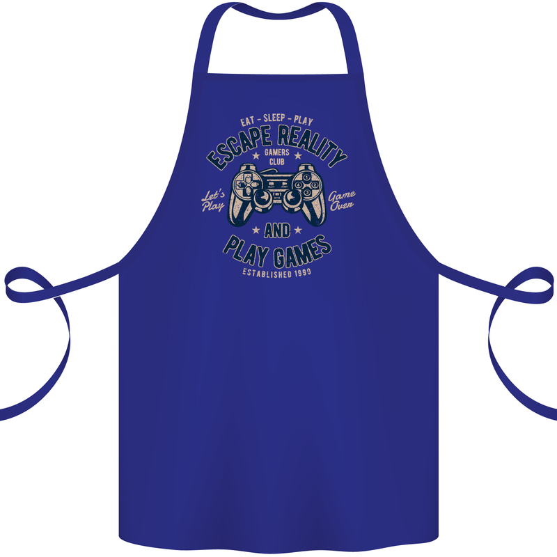 Escape Reality and Play Games Cotton Apron 100% Organic Royal Blue