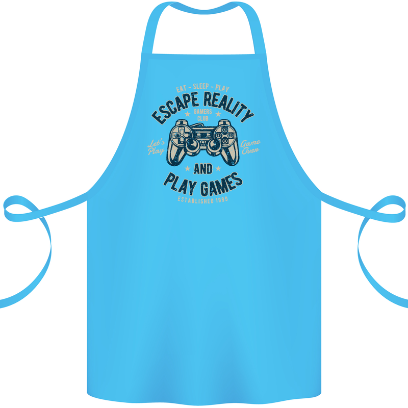 Escape Reality and Play Games Cotton Apron 100% Organic Turquoise