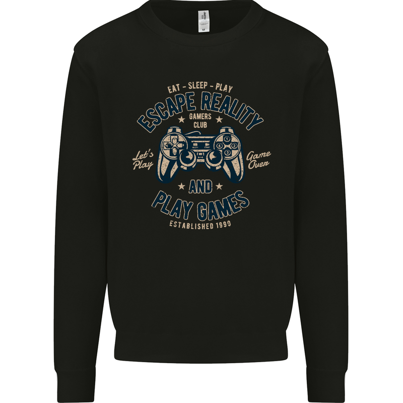 Escape Reality and Play Games Kids Sweatshirt Jumper Black
