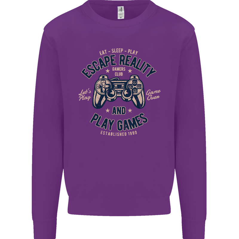 Escape Reality and Play Games Kids Sweatshirt Jumper Purple