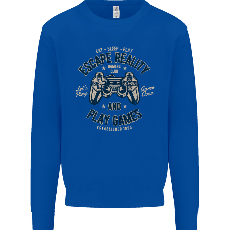 Escape Reality and Play Games Kids Sweatshirt Jumper Royal Blue