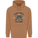 Escape Reality and Play Games Mens 80% Cotton Hoodie Caramel Latte