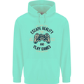 Escape Reality and Play Games Mens 80% Cotton Hoodie Peppermint