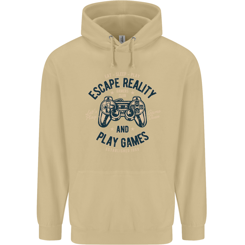 Escape Reality and Play Games Mens 80% Cotton Hoodie Sand