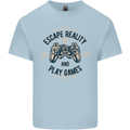 Escape Reality and Play Games Mens Cotton T-Shirt Tee Top Light Blue